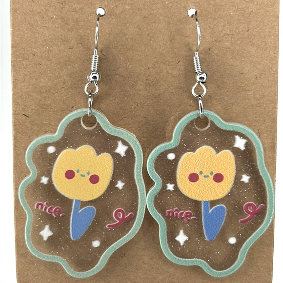 Fashion Jewelry Jewelry - Clear Sparkling Acrylic Flower Dangle Earrings  Fashion Jewelry